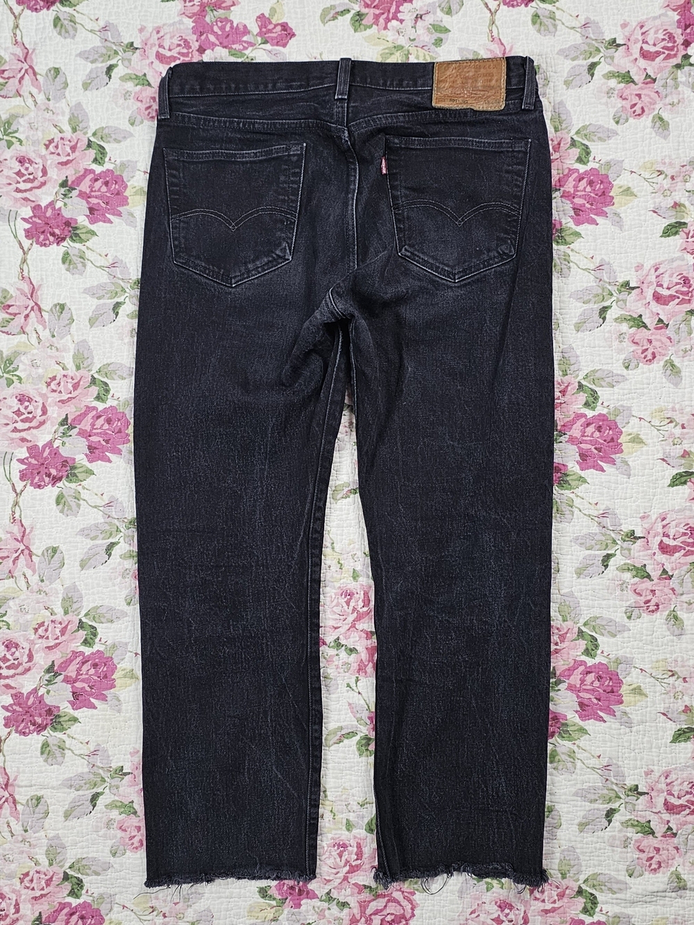 Levi's 501 Premium Men’s Black Dark Wash Denim 5-Pocket Jeans Button Fly 34×26